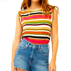 Veronica Beard Jeans Dree Striped Muscle Tee size Small